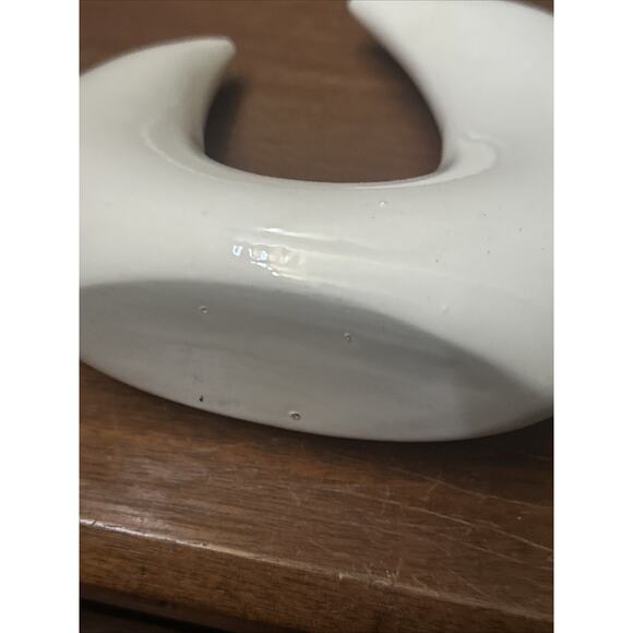 VINTAGE MID CENTURY MODERN WHITE ABSTRACT IKEBANA POTTERY SCULPTURE VASE JAPAN - Picture 7 of 7